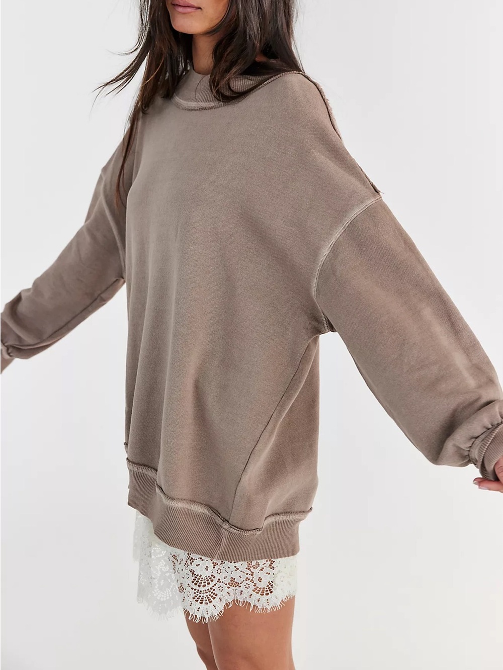 Free People We The Free Palm Springs Mockneck Pullover in Dusted Cocoa